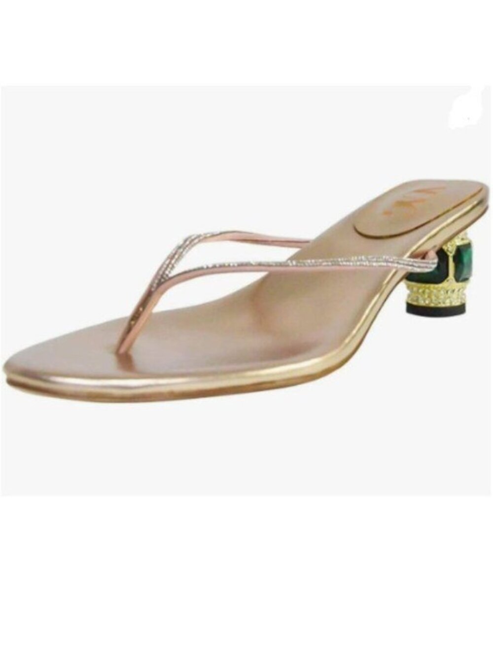 Champagne Fashion Thong Mid Heel Sandals Casual Flip Flops Open Almond Toe Shoes